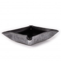 Leder-Ablageschale / Ablage aus Leder grau/schwarz 4308-2